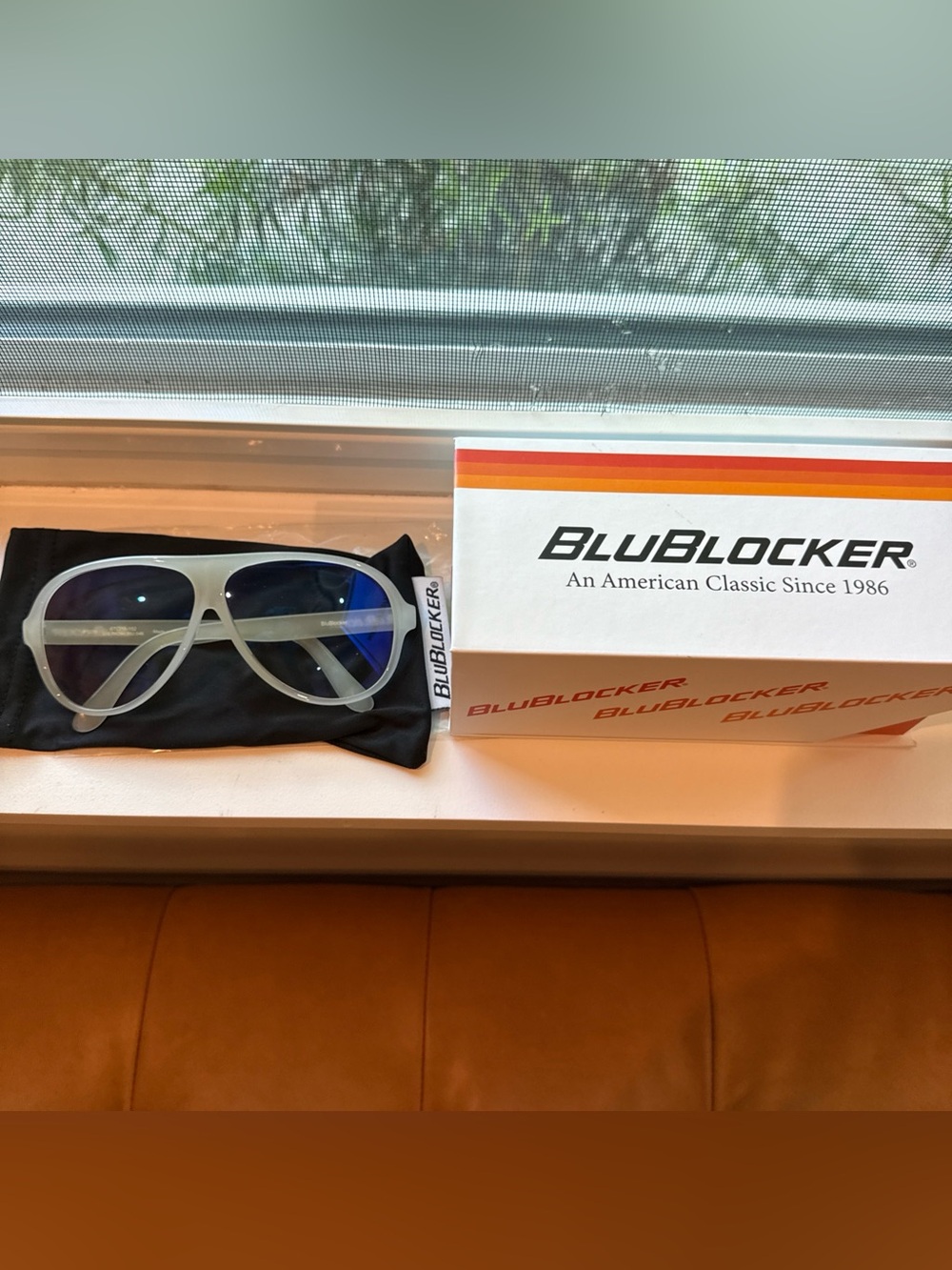 Women's White Frame Blue Lens Sunglasses